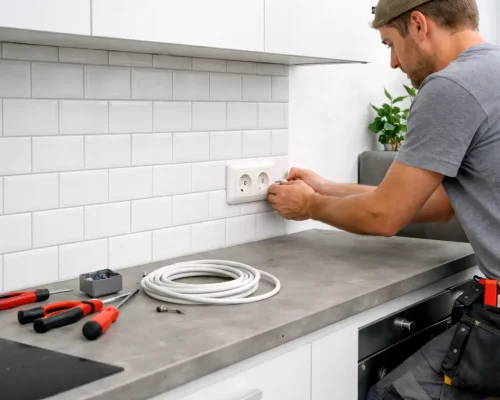 dobbelt stikkontakt flyttet i køkken