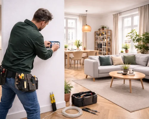 installation af dobbelt stikkontakt i hjem